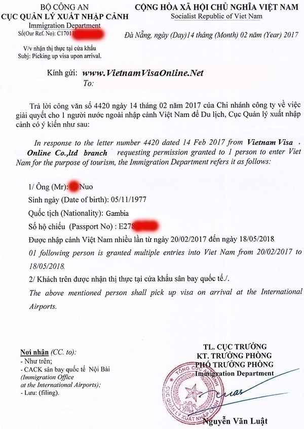 Vietnam visa for Gambia citizens, Gambian passport holders