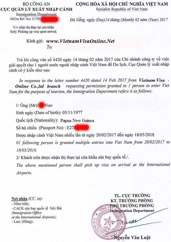 Vietnam visa for Papua New Guinea citizens, Guinean passport holders
