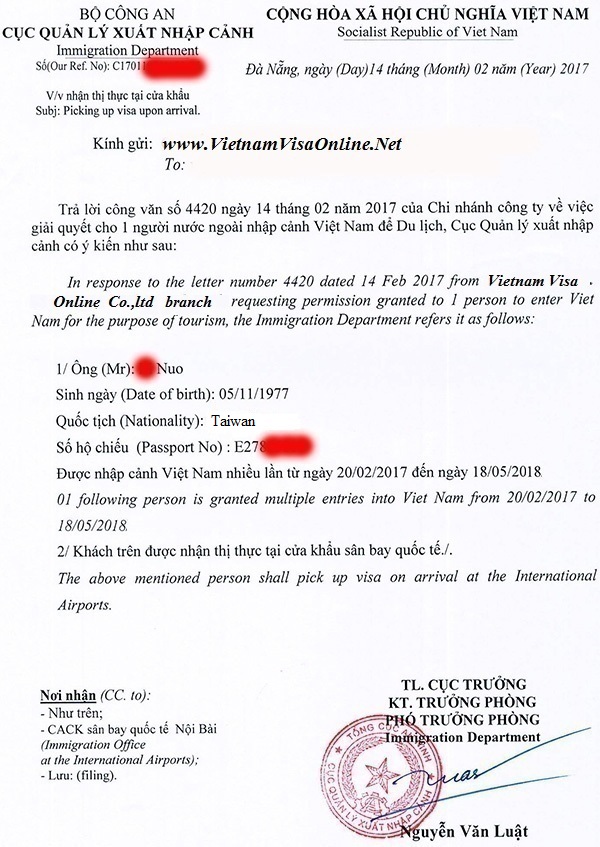 Vietnam visa for Taiwan citizens, Taiwanese passport holders